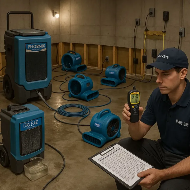 Structural Drying and Dehumidification process in Porter Heights, TX
